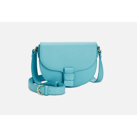 Macy's On 34th Holmme faux-leather small saddle crossbody bag -SEA SPRAY / AQUA - Picture 1 of 5